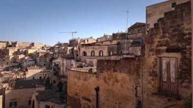 Matera İtalya 'nın tarihi şehir merkezi - bir Unesco Dünya Mirası sitesi - seyahat fotoğrafçılığı