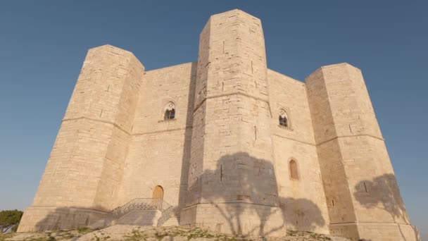 Castel Del Monte Apulien Italien Ett Populärt Landmärke Och Turistattraktion — Stockvideo