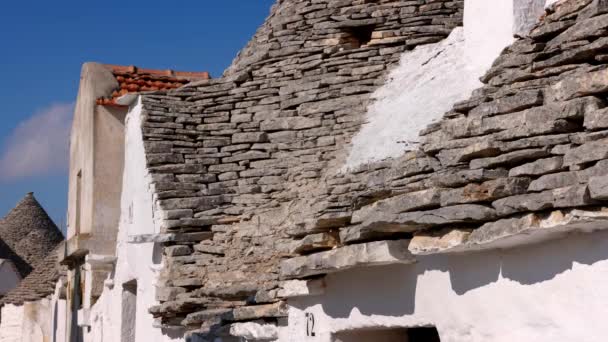 Híres Trulli Házak Város Alberobello Olaszországban Utazási Fotózás — Stock videók