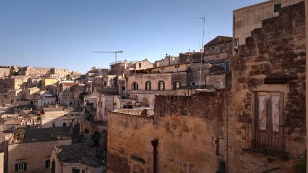 Matera Talya Nın Tarihi Şehir Merkezi Bir Unesco Dünya Mirası — Stok video