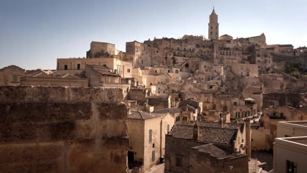 Antigos Edifícios Matera Itália Capital Cultural Europa Viagens Fotografia — Vídeo de Stock