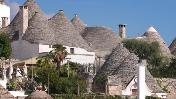 Talya Nın Alberobello Şehrinde Ünlü Trulli Evleri Seyahat Fotoğrafçılığı — Stok video