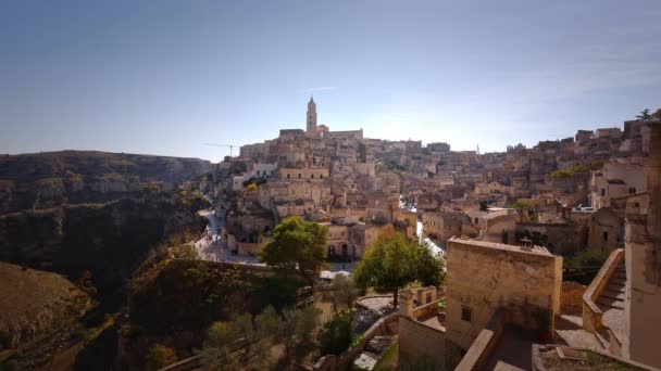 Cidade Velha Matera Incrível Patrimônio Mundial Unesco Histórico Itália Viagens — Vídeo de Stock