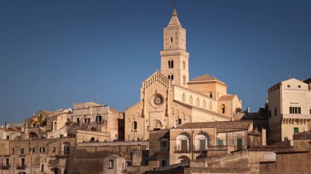 Matera Nın Talya Daki Katedrali Kentin Ünlü Simgesi Seyahat Fotoğrafçılığı — Stok video