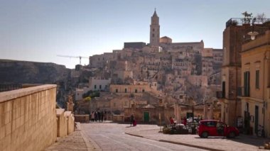 Amazing Matera Old Town - İtalya 'da tarihi bir Unesco Dünya Mirası Alanı - MATERA, İtalya - 31 Ekim 2021
