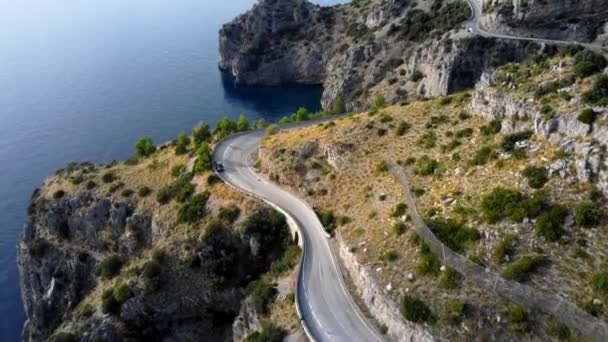 Increíble Carretera Costera Sapri Costa Oeste Italia Vista Aérea Fotografía — Vídeo de stock