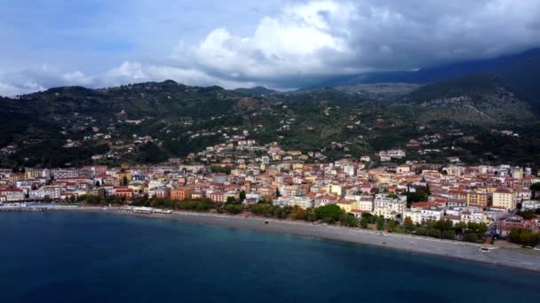Пляж Сапри Западном Побережье Италии Вид Воздуха Фотографии Путешествий — стоковое видео