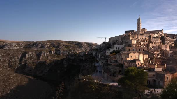 Matera Talya Nın Tarihi Şehir Merkezi Bir Unesco Dünya Mirası — Stok video