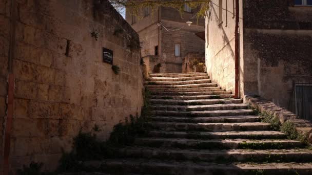 Antika Byggnaderna Matera Italien Europas Kulturella Huvudstad Fotografi — Stockvideo