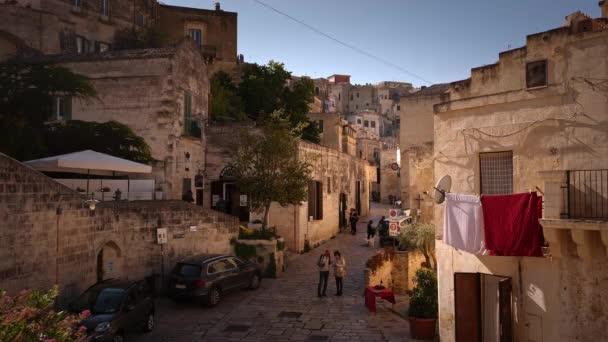 Erstaunliches Matera Die Beliebte Altstadt Italiens Ist Ein Berühmtes Wahrzeichen — Stockvideo