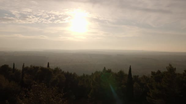 Breed Uitzicht Het Prachtige Italiaanse Landschap Bij Zonsondergang Vanaf Castel — Stockvideo