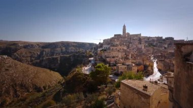 İtalya 'nın en güzel şehirlerinden biri olan Matera - MATERA, İtalya - 31 Ekim 2021