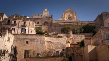 Amazing Matera Old Town - İtalya 'da tarihi bir Unesco Dünya Mirası Alanı - MATERA, İtalya - 31 Ekim 2021