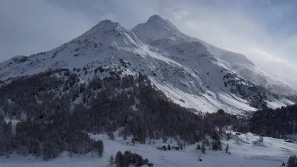 Nádherná Zimní Krajina Horách Švýcarské Alpy Cestovní Fotografie — Stock video