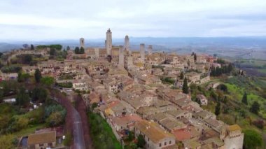 Tuscany İtalya 'daki San Gimignano' nun ünlü kuleleri - seyahat fotoğrafçılığı