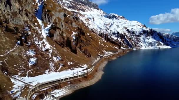 Itálie Shora Dolomity Jižním Tyrolsku Zimě Cestovní Fotografie — Stock video