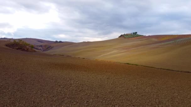 Fantastiska Toscana Den Berömda Landsbygden Landskap Från Ovan Fotografering — Stockvideo