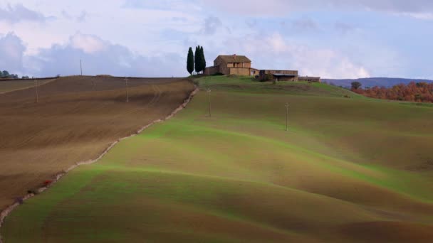 Colorful Tuscany Italy Typical Landscape Rural Fields Travel Photography — Stock Video