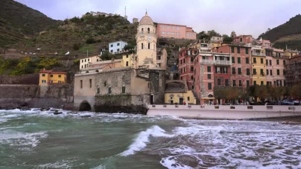 Dorp Vernazza Cinque Terre Aan Italiaanse Westkust Reizen — Stockvideo