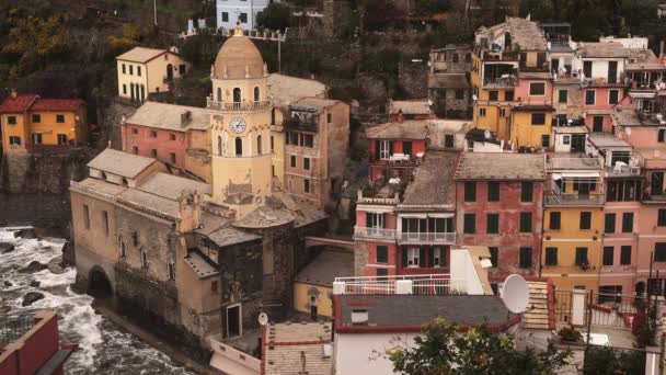 Church Vernazza Cinque Terre Італійському Західному Узбережжі — стокове відео