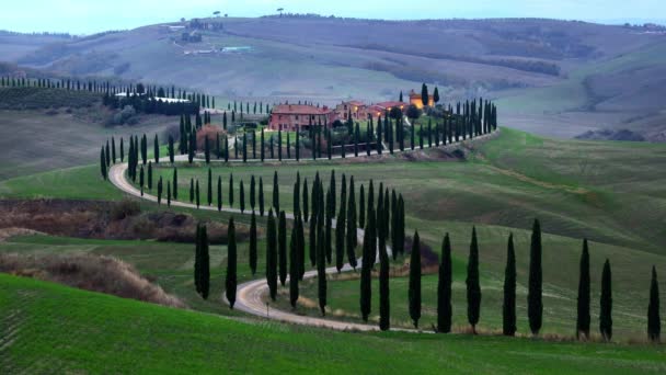 Berühmte Sehenswürdigkeiten Der Toskana Die Crete Senesi Toskana Italien November — Stockvideo