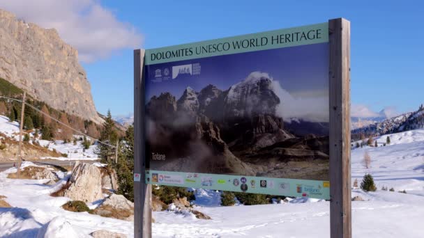 Olaszországi Dolomitok Unesco Világörökség Részét Képezik Trentino Olaszország November 2021 — Stock videók