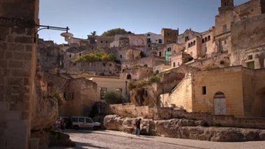 Matera İtalya 'nın Tarihi Şehir Merkezi - Unesco Dünya Mirası Alanı - MATERA, İtalya - 31 Ekim 2021