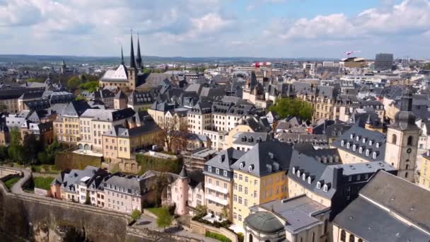 Altstadt Der Stadt Luxemburg Von Oben Luftaufnahmen — Stockvideo