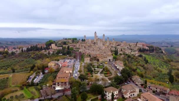 Village San Gigmignano Toscane Italie Vue Aérienne Photographie Voyage — Video