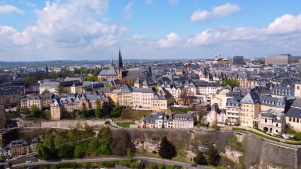 Typischer Blick Über Die Stadt Luxemburg Luftaufnahmen — Stockvideo