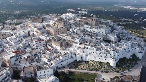 Letecký Pohled Ostuni Itálii Také Nazývá Bílé Město Cestovní Fotografie — Stock video