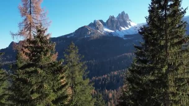 Paisagem Inverno Incrível Nas Montanhas Dolomitas Tirol Sul Itália Viagens — Vídeo de Stock