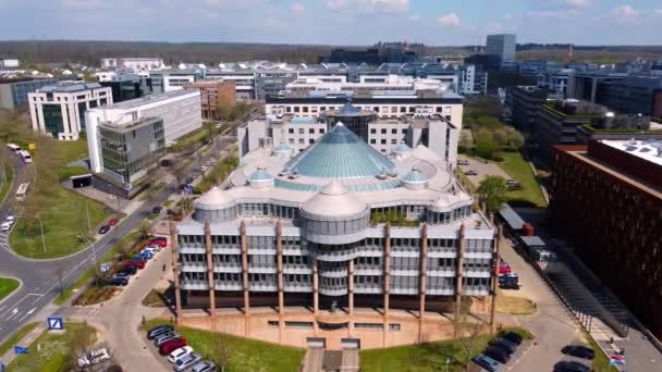 Deutsche Bank Building Luxemburg Financial District Aerial Photography City Luxemburg — стоковое видео