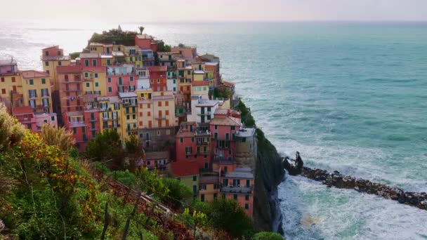 Amazing Cinque Terre Сайті Італійського Узбережжя — стокове відео