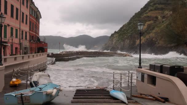 Dorp Vernazza Cinque Terre Aan Italiaanse Westkust Cinque Terre Italië — Stockvideo