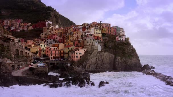 Casas Coloridas Manarola Cinque Terre Costa Italiana Cinque Terre Itália — Vídeo de Stock