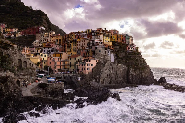 Amazing Village Manarola Cinque Terre Vid Den Italienska Kusten Cinque — Stockfoto