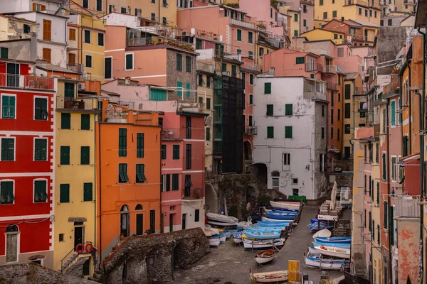 Casas Coloridas Riomaggiore Costa Oeste Italiana Cinque Terre Cinque Terre — Fotografia de Stock