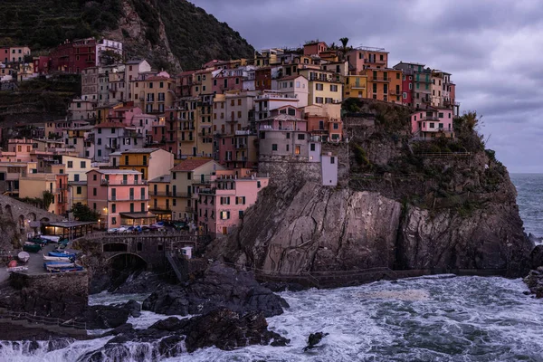 Talyan Sahilindeki Cinque Terre Manarola Nın Muhteşem Köyü Seyahat Fotoğrafçılığı — Stok fotoğraf