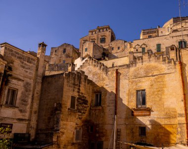 Amazing Matera Old Town - İtalya 'da tarihi bir Unesco Dünya Mirası Alanı - MATERA, İtalya - 30 Ekim 2021