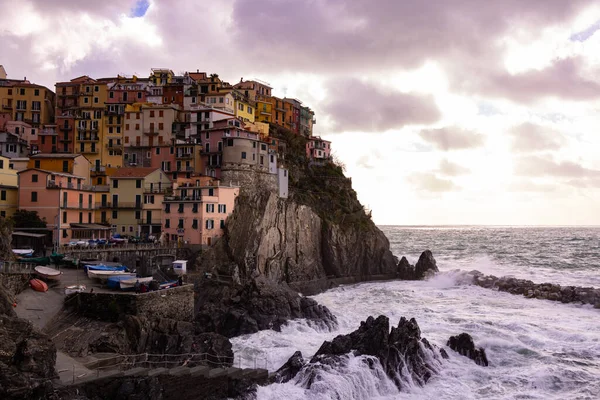 Удивительная Деревня Манарола Чинкве Терре Итальянском Побережье Cinque Terre Италия — стоковое фото