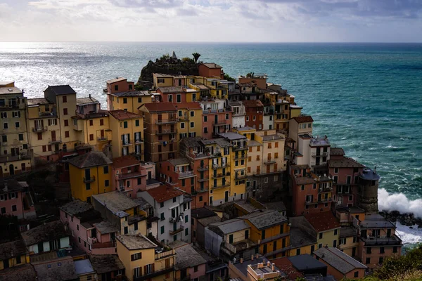 Colorido Manarola Cinque Terre Costa Italiana Viagens Fotos — Fotografia de Stock