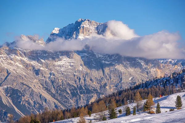 Dolomiterna Vintern Vid Italienska Alperna Ett Unescos Världsarv Fotografi — Stockfoto