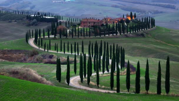 Berühmte Sehenswürdigkeiten Der Toskana Die Crete Senesi Toskana Italien November — Stockvideo