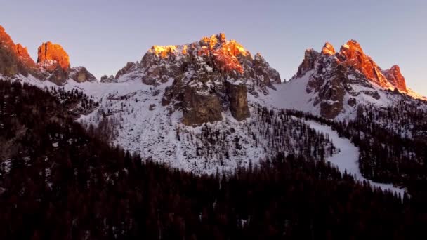 Talya Daki Dolomitlerin Üzerinde Güzel Bir Günbatımı Güney Tyrol Daki — Stok video