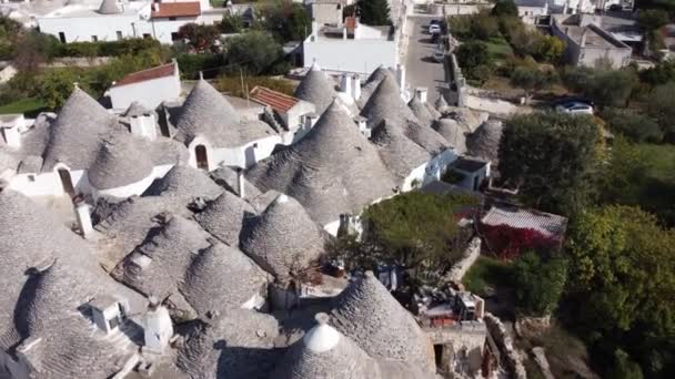 Stad Alberobello Italië Met Zijn Beroemde Historische Trulli Huizen Reizen — Stockvideo