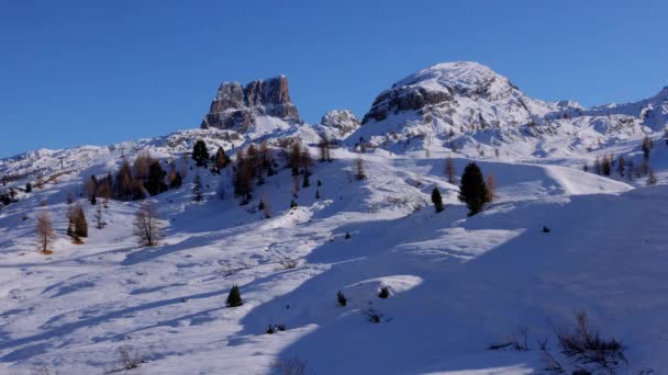 Die Dolomiten Winter Den Italienischen Alpen Sind Unesco Weltnaturerbe Reisefotos — Stockvideo