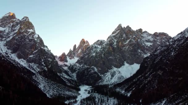 Beroemd Oriëntatiepunt Dolomieten Italië Genaamd Drei Zinnen Zuid Tirol Reizen — Stockvideo