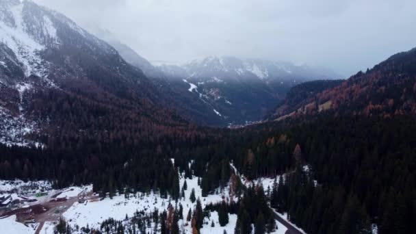 Niesamowity Zimowy Krajobraz Górach Dolomitów Południowy Tyrol Włochy Podróże — Wideo stockowe