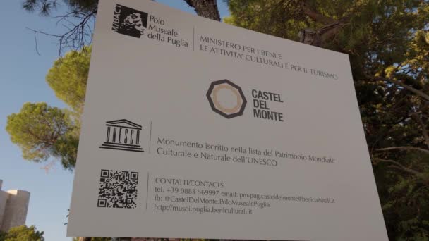 Castel Del Monte Apulii Itálie Oblíbenou Památkou Turistickou Atrakcí Bari — Stock video